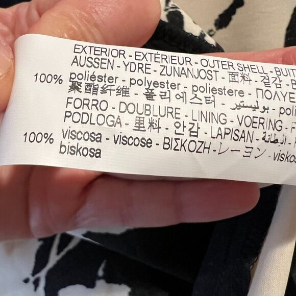 Zara Black & Off White Satin Effect Wrap Floral Print Midi Dress, Size XS - Picture 16 of 16